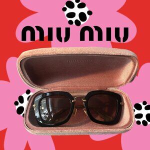 Miu Miu Opal Square Sunglasses in Black with Gradient Grey Lens